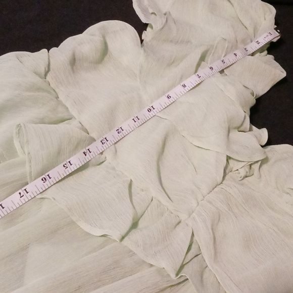 ASOS Maternity Off-the-Shoulder, Ruffled High-Low Dress in Light Green, Size 10 - Picture 16 of 16